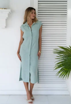 Midi Dresses>Humidity Lifestyle CABO SHIRT DRESS