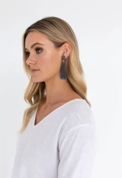 Jewellery>Humidity Lifestyle DROP TASSEL EARRINGS