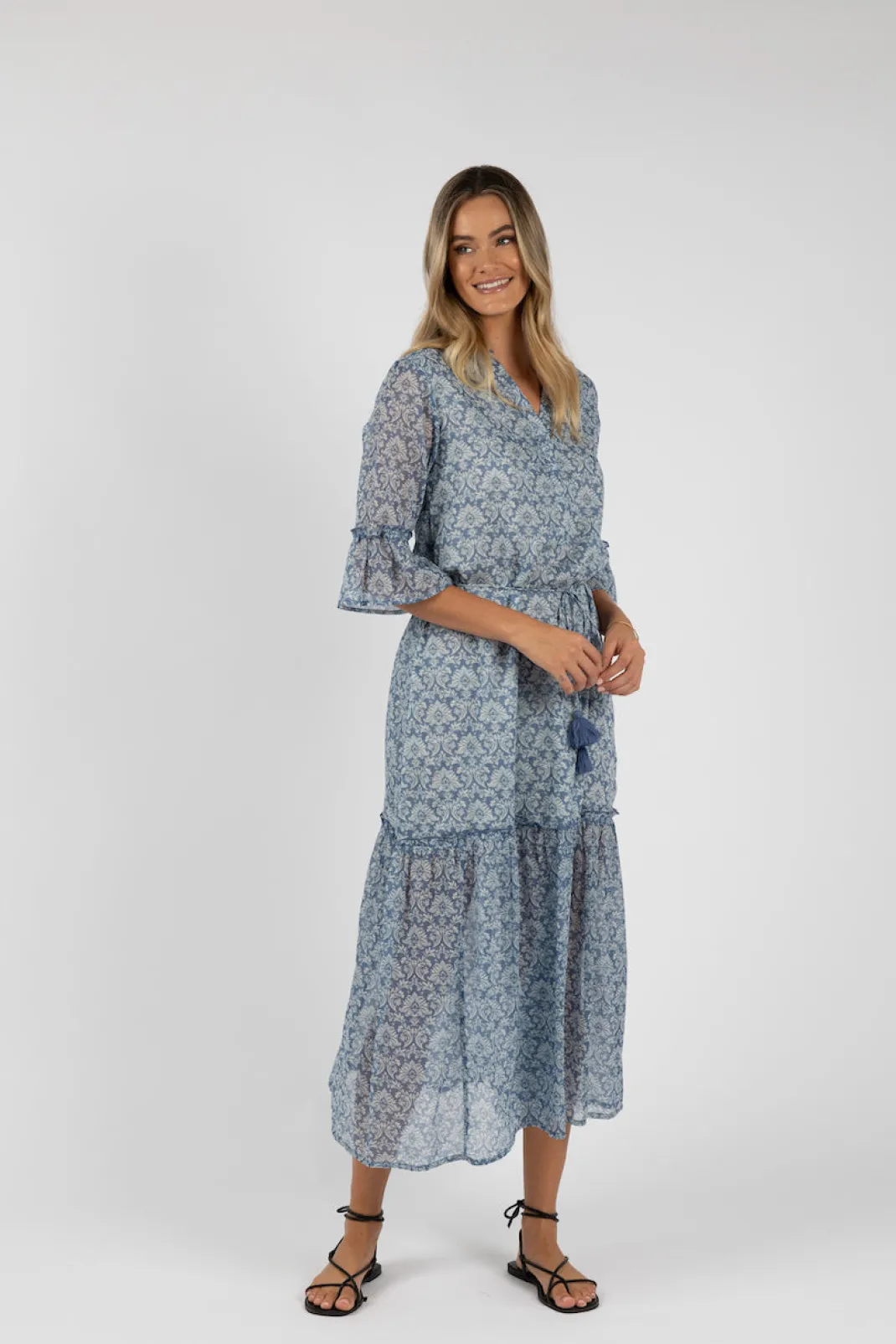Resort | Maxi Dresses>Humidity Lifestyle FIESTA ARIES DRESS BLUE PRINT