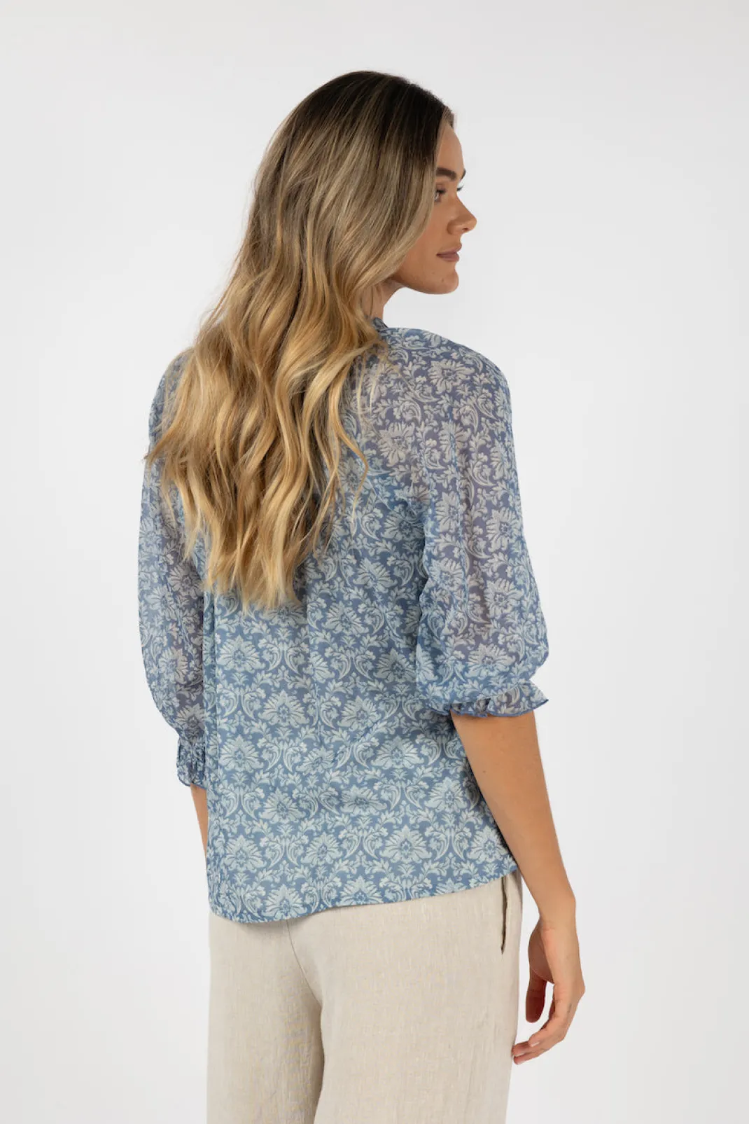 Resort | Blouses>Humidity Lifestyle PORTAFINO ARIES BLOUSE BLUE PRINT