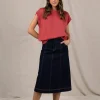 Denim | Skirts>Humidity Lifestyle SATURN SKIRT DARK BLUE