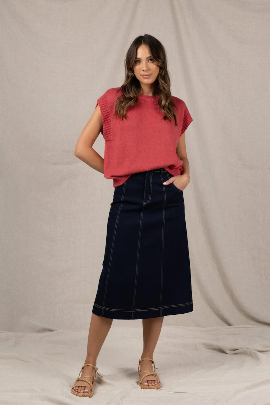 Denim | Skirts>Humidity Lifestyle SATURN SKIRT DARK BLUE