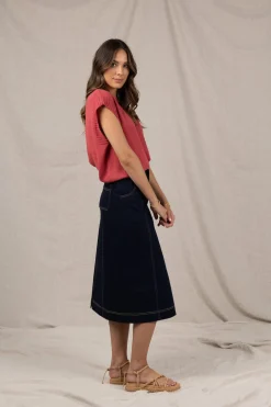 Denim | Skirts>Humidity Lifestyle SATURN SKIRT DARK BLUE