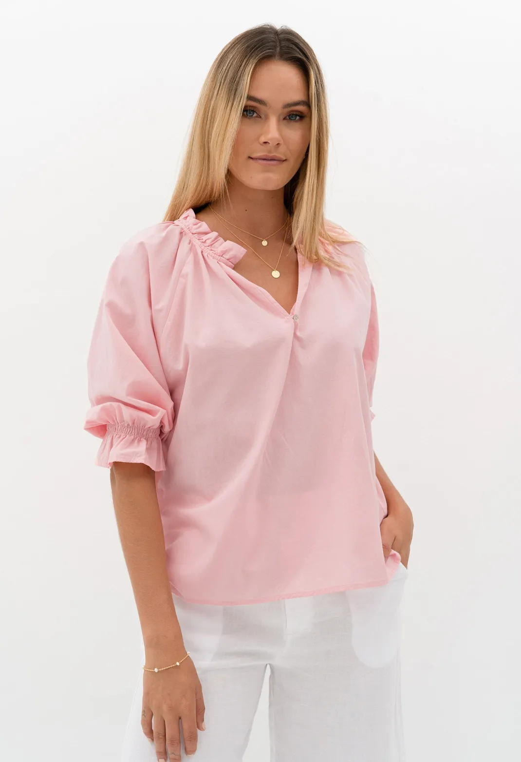 Blouses>Humidity Lifestyle SPLICE BLOUSE